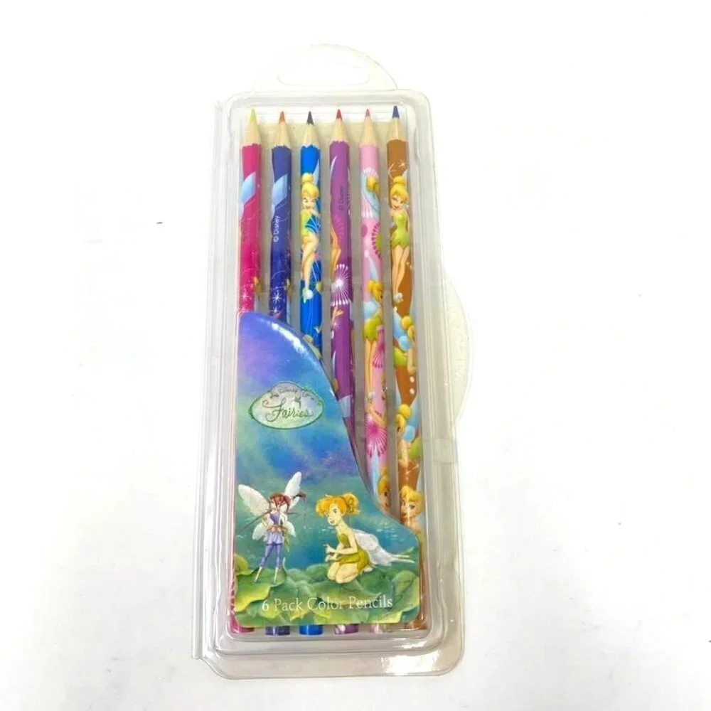 Disney Fairies Tinker Bell Set Sticky Notes Glitter Tattoos Color Pencils